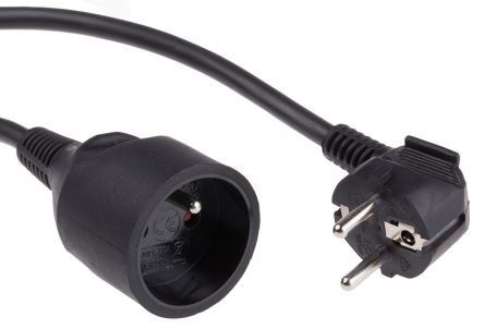 Cable Alimentation / Schuko Angled Male - Schuko Femelle / 3 m / Noir