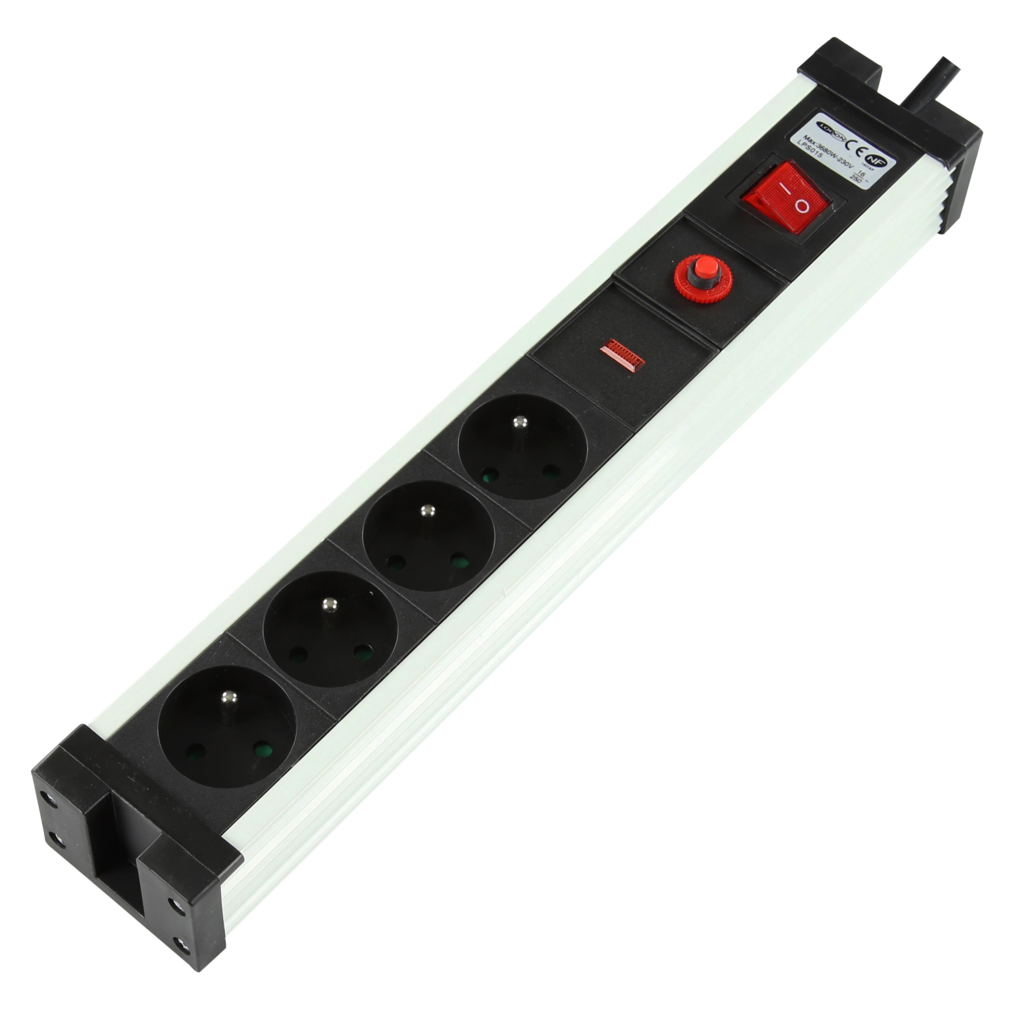 Multiprise 4 entrées avec interrupteur / 1.5 m / Aluminium