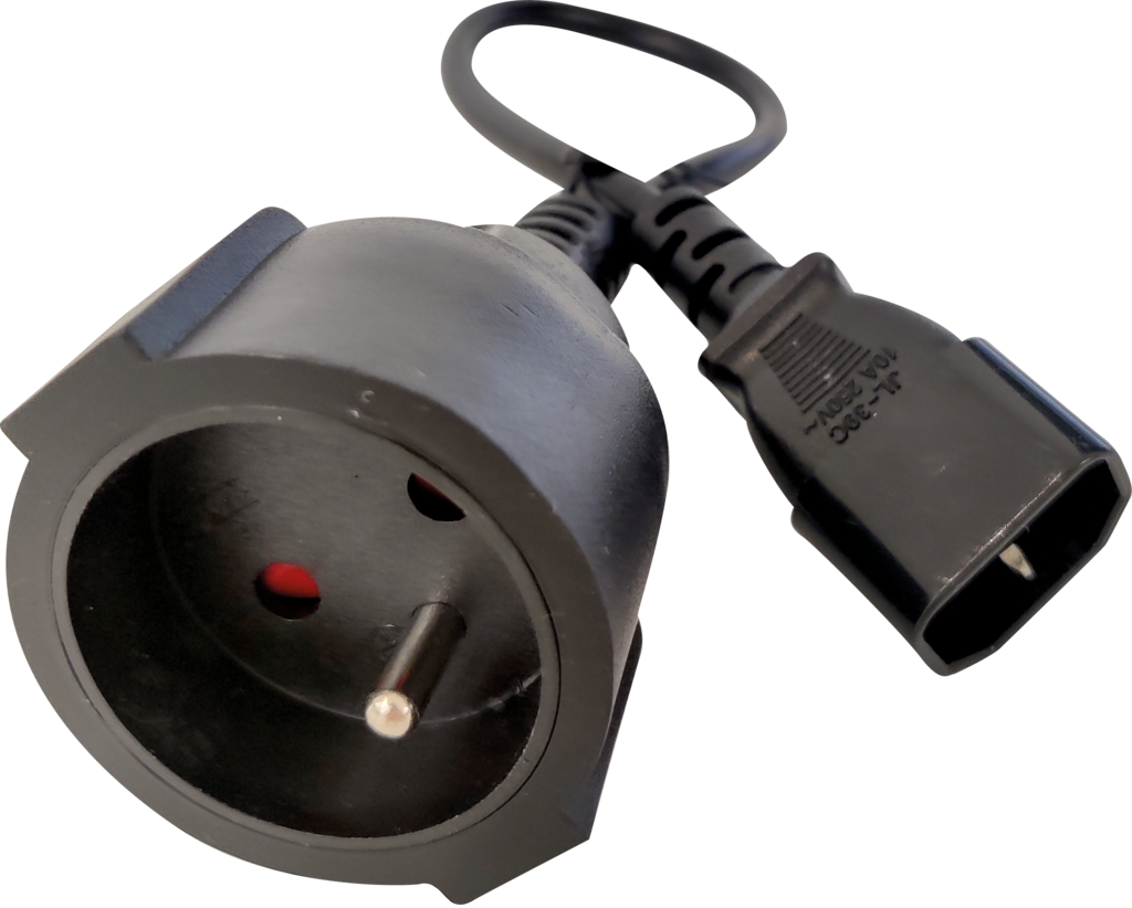 Cable Alimentation - IEC-320-C14 vers CEE 7/4 - 23 cm - Noir