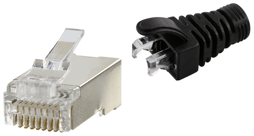 RJ45 CAT5e SHIELDED EASY CONNECTOR+BLACK BOOT