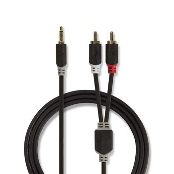 Stereo Audio Cable / 3.5 mm Male - 2x RCA Male / 1.0 m / Anthracite (copie)